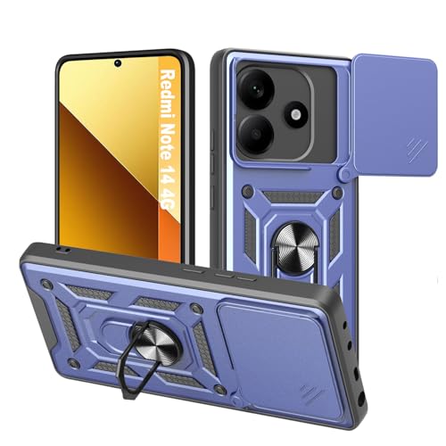HLVEXH Hülle für Xiaomi Redmi Note 14 4G 6.67", Kameraschutz Handyhülle mit 360 Grad Ring Ständer Weich TPU Bumper Stoßfest + Hart PC Rückseite Kratzfest Tough Armor Schutzhülle - Blau HLVEXH Hülle für Xiaomi Redmi Note 14 4G 6.67", Kameraschutz Handyhülle mit 360 Grad Ring Ständer Weich TPU Bumper Stoßfest + Hart PC Rückseite Kratzfest Tough Armor Schutzhülle - Blau von HLVEXH
