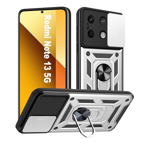 HLVEXH Hülle kompatibel mit Xiaomi Redmi Note 13 5G mit Kameraschutz, Militär Standard Cover Case Standfunktion Handy Hüllen Silber HLVEXH Hülle kompatibel mit Xiaomi Redmi Note 13 5G mit Kameraschutz, Militär Standard Cover Case Standfunktion Handy Hüllen Silber von HLVEXH
