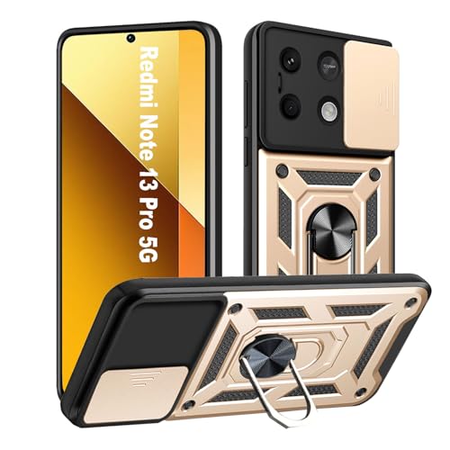 HLVEXH Hülle kompatibel mit Xiaomi Redmi Note 13 Pro 5G / Poco X6 5G mit Kameraschutz, Militär Standard Cover Case, Handyhülle mit 360 Grad Ring Ständer Standfunktion Handy Hüllen Gold HLVEXH Hülle kompatibel mit Xiaomi Redmi Note 13 Pro 5G / Poco X6 5G mit Kameraschutz, Militär Standard Cover Case, Handyhülle mit 360 Grad Ring Ständer Standfunktion Handy Hüllen Gold von HLVEXH