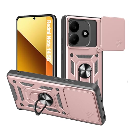 HLVEXH Hülle kompatibel mit Xiaomi Redmi Note 14 5G 6.67" mit Kameraschutz, Militär Standard Cover Case Standfunktion Handy Hüllen Roségold HLVEXH Hülle kompatibel mit Xiaomi Redmi Note 14 5G 6.67" mit Kameraschutz, Militär Standard Cover Case Standfunktion Handy Hüllen Roségold von HLVEXH