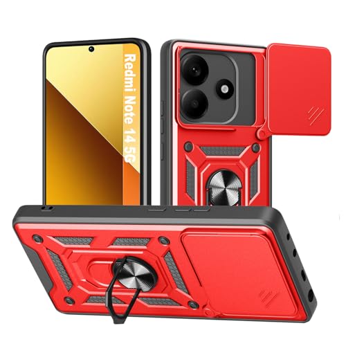 HLVEXH Hülle kompatibel mit Xiaomi Redmi Note 14 5G 6.67" mit Kameraschutz, Militär Standard Cover Case Standfunktion Handy Hüllen Rot HLVEXH Hülle kompatibel mit Xiaomi Redmi Note 14 5G 6.67" mit Kameraschutz, Militär Standard Cover Case Standfunktion Handy Hüllen Rot von HLVEXH
