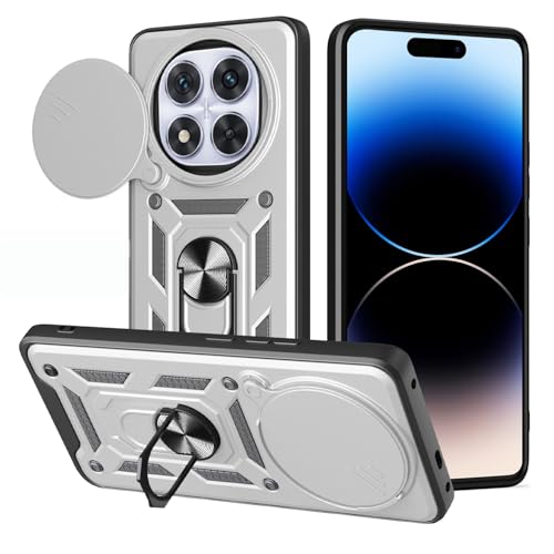 HLVEXH Hülle kompatibel mit Xiaomi Redmi Note 14 Pro 5G / Poco X7 5G 6.67" mit Kameraschutz, Militär Standard Cover Case, Handyhülle mit 360 Grad Ring Ständer Standfunktion Handy Hüllen Silber HLVEXH Hülle kompatibel mit Xiaomi Redmi Note 14 Pro 5G / Poco X7 5G 6.67" mit Kameraschutz, Militär Standard Cover Case, Handyhülle mit 360 Grad Ring Ständer Standfunktion Handy Hüllen Silber von HLVEXH