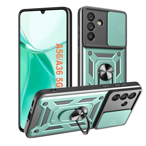 HLVEXH für Samsung Galaxy A56 5G Hülle, für Samsung A56 Handyhülle mit Kameraschutz Slide Camera, Drehbarer Fingerring Ständer Militärqualität Schutzhülle - Grün HLVEXH für Samsung Galaxy A56 5G Hülle, für Samsung A56 Handyhülle mit Kameraschutz Slide Camera, Drehbarer Fingerring Ständer Militärqualität Schutzhülle - Grün von HLVEXH