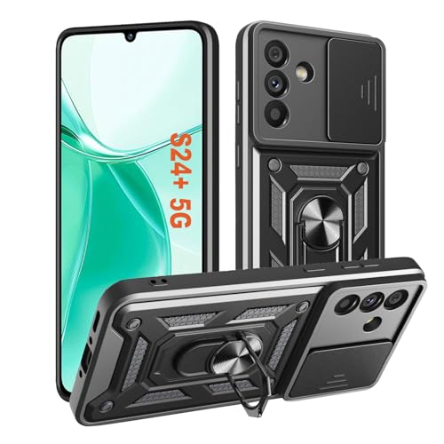 Hülle kompatibel mit Samsung Galaxy S24 Plus mit Kameraschutz Ring Ständer, Militär Standard Cover Case Standfunktion Handy Hüllen Schwarz Hülle kompatibel mit Samsung Galaxy S24 Plus mit Kameraschutz Ring Ständer, Militär Standard Cover Case Standfunktion Handy Hüllen Schwarz von HLVEXH