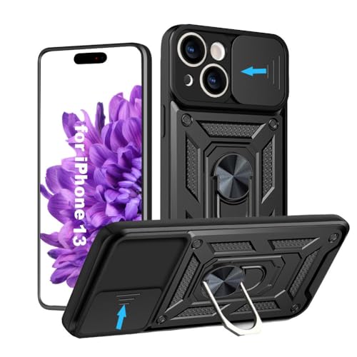 Hülle für iPhone 13 6.1 Zoll Schutzhülle mit Kameraschieber Case 360° Drehbarer Militä Ständer Stoßfest Handyhülle Cover für Apple iPhone 13 -Rot Hülle für iPhone 13 6.1 Zoll Schutzhülle mit Kameraschieber Case 360° Drehbarer Militä Ständer Stoßfest Handyhülle Cover für Apple iPhone 13 -Rot von HLVEXH