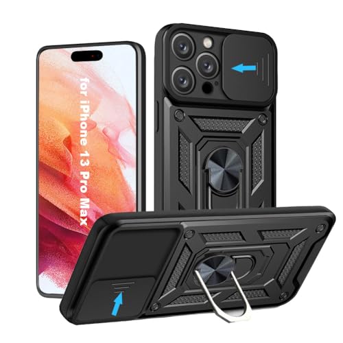 Hülle für iPhone 13 Pro Max 6.7 Zoll, Handyhülle mit Kameraschutz, 360 Grad Ring Ständer, Robust Militär Stoßfest Case Schutzhülle für Apple iPhone 13 Pro Max(Schwarz) Hülle für iPhone 13 Pro Max 6.7 Zoll, Handyhülle mit Kameraschutz, 360 Grad Ring Ständer, Robust Militär Stoßfest Case Schutzhülle für Apple iPhone 13 Pro Max(Schwarz) von HLVEXH