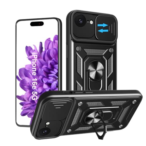 Hülle für iPhone 16e 6.1 Zoll, Handyhülle mit Kameraschutz, 360 Grad Ring Ständer, Robust Militär Stoßfest Schutzhülle Case für Apple iPhone 16e(Schwarz) Hülle für iPhone 16e 6.1 Zoll, Handyhülle mit Kameraschutz, 360 Grad Ring Ständer, Robust Militär Stoßfest Schutzhülle Case für Apple iPhone 16e(Schwarz) von HLVEXH