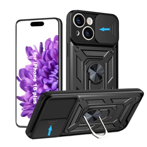 Hülle für iPhone 16 Plus 6.7 Zoll Schutzhülle mit Kameraschieber Case 360° Drehbarer Militä Ständer Stoßfest Handyhülle Cover für Apple iPhone 16 Plus -Schwarz Hülle für iPhone 16 Plus 6.7 Zoll Schutzhülle mit Kameraschieber Case 360° Drehbarer Militä Ständer Stoßfest Handyhülle Cover für Apple iPhone 16 Plus -Schwarz von HLVEXH