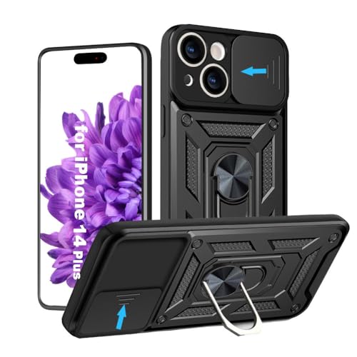 Hülle für iPhone 14 Plus 6.7 Zoll Schutzhülle mit Kameraschieber Case 360° Drehbarer Militä Ständer Stoßfest Handyhülle Cover für Apple iPhone 14 Plus -Rot Hülle für iPhone 14 Plus 6.7 Zoll Schutzhülle mit Kameraschieber Case 360° Drehbarer Militä Ständer Stoßfest Handyhülle Cover für Apple iPhone 14 Plus -Rot von HLVEXH