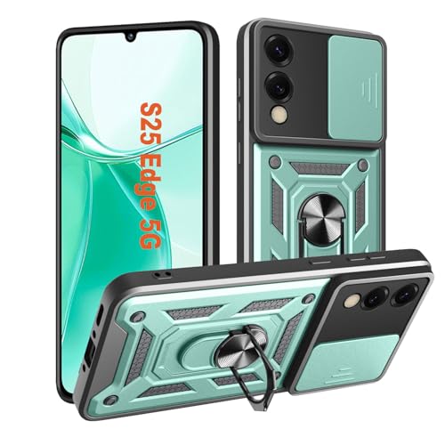 Kameraschutz Hülle für Samsung Galaxy S25 Edge 5G Handyhülle mit Metall Ring Ständer Cover Case Kamera Schiebeabdeckung Schutzhülle Militär S 25Edge 5 G Handy Hüllen Grün Kameraschutz Hülle für Samsung Galaxy S25 Edge 5G Handyhülle mit Metall Ring Ständer Cover Case Kamera Schiebeabdeckung Schutzhülle Militär S 25Edge 5 G Handy Hüllen Grün von HLVEXH