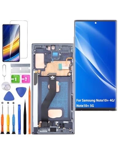 Display für Samsung Galaxy Note 10+ Plus 4G/5G LCD Bildschirm Ersatz TFT ,N975F N975U Display Bildschirm Touch Assembly Reparaturteile Kit(Schwarz mit Rahmen,Ohne Fingerabdruck,Not Curved Screen) von HLYGZX