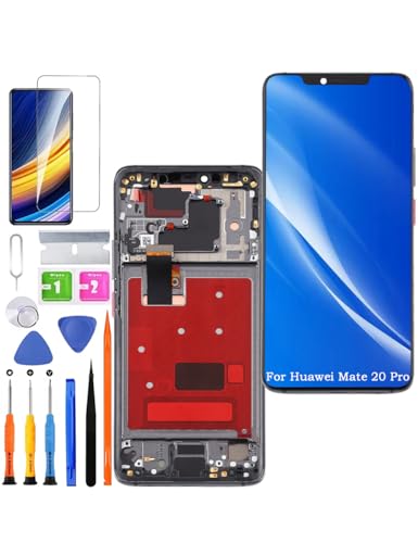 Ersatz Display für Huawei Mate 20 Pro LCD Bildschirm TFT, LYA-L09 Display Bildschirm Touch Digitizer Assembly Reparaturteile Kit(Schwarz mit Rahmen, Ohne Fingerabdruck, Not Curved Screen) von HLYGZX