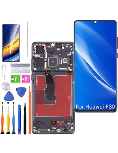 Ersatz Display für Huawei P30 LCD Bildschirm TFT, ELE-L29 Display Bildschirm Touch Digitizer Assembly Reparaturteile Kit(Schwarz mit Rahmen, Ohne Fingerabdruck) von HLYGZX