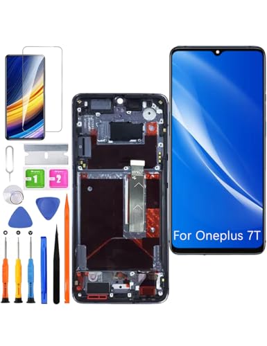 Ersatz Display für Oneplus 7T LCD Bildschirm TFT, HD1901 HD1903 Display Bildschirm Touch Digitizer Assembly Reparaturteile Kit(Schwarz mit Rahmen, Ohne Fingerabdruck) von HLYGZX