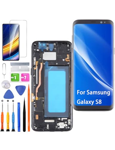Ersatz Display für Samsung Galaxy S8 LCD Bildschirm TFT ,G950F G950FD G950U Display Bildschirm Touch Digitizer Assembly Reparaturteile Kit(Schwarz mit Rahmen,Ohne Fingerabdruck,Not Curved Screen) von HLYGZX
