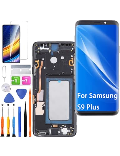 Ersatz Display für Samsung Galaxy S9 Plus LCD Bildschirm TFT ,G965F G965U G965 Display Bildschirm Touch Digitizer Assembly Reparaturteile Kit(Schwarz mit Rahmen,Ohne Fingerabdruck,Not Curved Screen) von HLYGZX