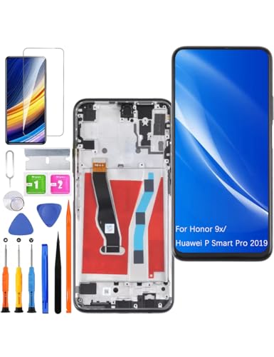 Ersatz Display für Honor 9X LCD Bildschirm, für Huawei P Smart Pro 2019 Display Bildschirm Touch Digitizer Assembly Reparaturteile Kit(Schwarz mit Rahmen) von HLYGZX