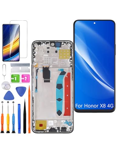 Ersatz Display für Honor X8 4G LCD Bildschirm, TFY-LX1 TFY-LX2 TFY-LX3 Display Bildschirm Touch Digitizer Assembly Reparaturteile Kit(Schwarz mit Rahmen) von HLYGZX