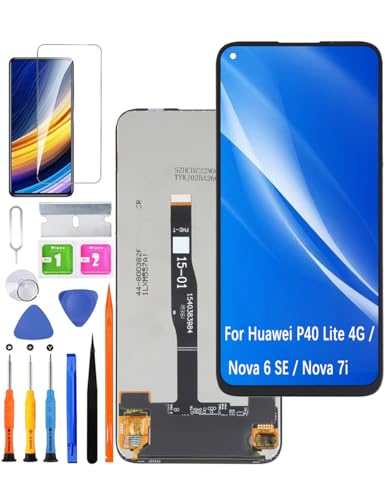 Ersatz Display für Huawei P40 Lite 4G LCD Bildschirm, für Huawei Nova 6 SE/Nova 7i Display Bildschirm Touch Digitizer Assembly Reparaturteile Kit von HLYGZX