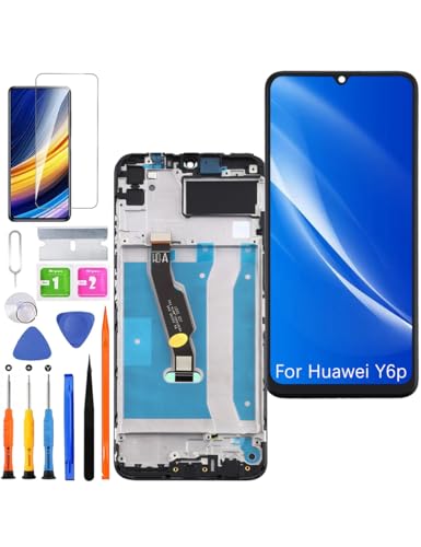 Ersatz Display für Huawei Y6p LCD Bildschirm, MED-LX9 MED-LX9N Display Bildschirm Touch Digitizer Assembly Reparaturteile Kit(Schwarz mit Rahmen) von HLYGZX