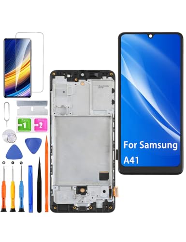HLYGZX Display für Samsung Galaxy A41 LCD Bildschirm Ersatz TFT,A415F/DSN A415F Display Bildschirm Touch Digitizer Assembly Reparaturteile Kit(Schwarz mit Rahmen,Ohne Fingerabdruck) von HLYGZX