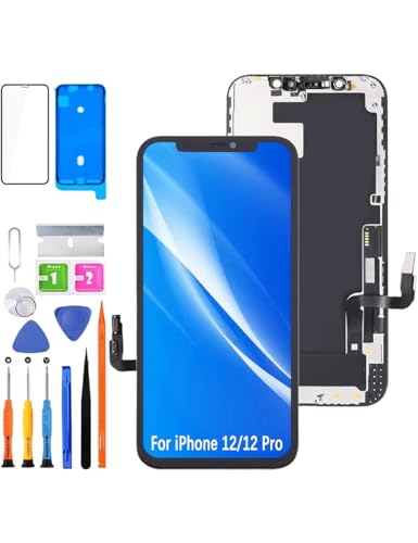 HLYGZX Display für iPhone 12/12 Pro LCD Bildschirm Ersatz FHD Touchscreen 3D Touch Face ID Digitizer Rahmen Montage，Waterproof Adhesive，Reparaturkits NEU von HLYGZX