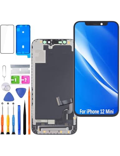 HLYGZX Display für iPhone 12 Mini LCD Bildschirm Ersatz FHD Touchscreen 3D Touch Face ID Digitizer Rahmen Montage，Waterproof Adhesive，Reparaturkits NEU von HLYGZX