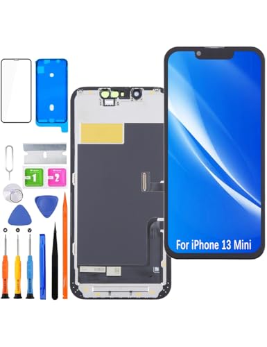 HLYGZX Display für iPhone 13 Mini LCD Bildschirm Ersatz FHD Touchscreen 3D Touch Face ID Digitizer Rahmen Montage，Waterproof Adhesive，Reparaturkits NEU von HLYGZX