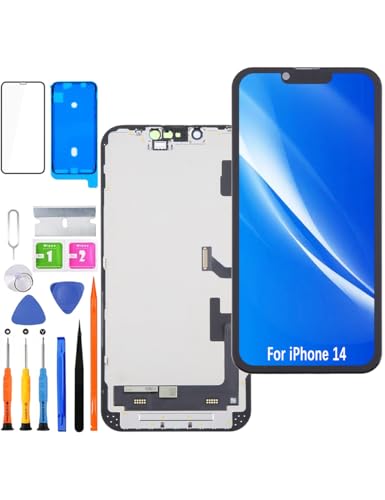 HLYGZX Display für iPhone 14 LCD Bildschirm Ersatz FHD Touchscreen 3D Touch Face ID Digitizer Rahmen Montage，Waterproof Adhesive，Reparaturkits NEU von HLYGZX