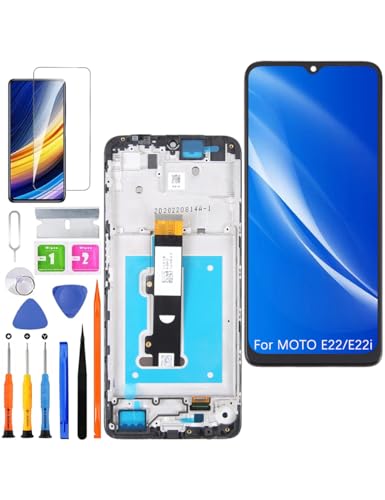 HLYGZX Ersatz Display für Motorola Moto E22 / E22i LCD Bildschirm, XT2239 Display Bildschirm Touch Digitizer Assembly Reparaturteile Kit(Schwarz mit Rahmen) von HLYGZX