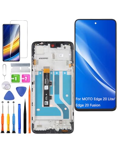 HLYGZX Ersatz Display für Motorola Moto Edge 20 Lite LCD Bildschirm TFT,für Moto Edge 20 Fusion Display Bildschirm Touch Digitizer Assembly Reparaturteile Kit(Schwarz mit Rahmen) von HLYGZX