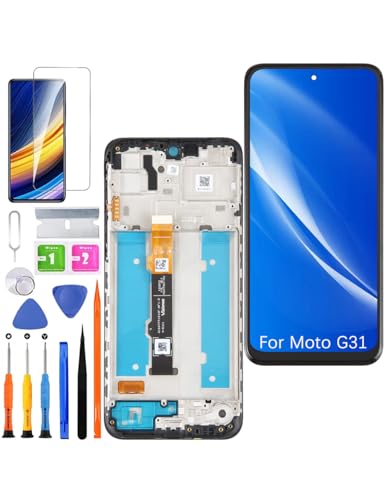HLYGZX Ersatz Display für Motorola Moto G31 LCD Bildschirm TFT,XT2173 Display Bildschirm Touch Digitizer Assembly Reparaturteile Kit(Schwarz mit Rahmen) von HLYGZX