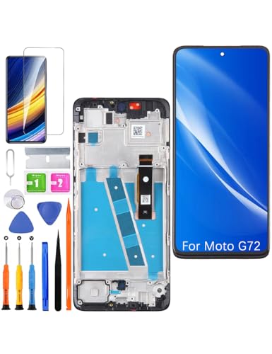 HLYGZX Ersatz Display für Motorola Moto G72 LCD Bildschirm TFT,XT2255 Display Bildschirm Touch Digitizer Assembly Reparaturteile Kit(Schwarz mit Rahmen, Ohne Fingerabdruck) von HLYGZX
