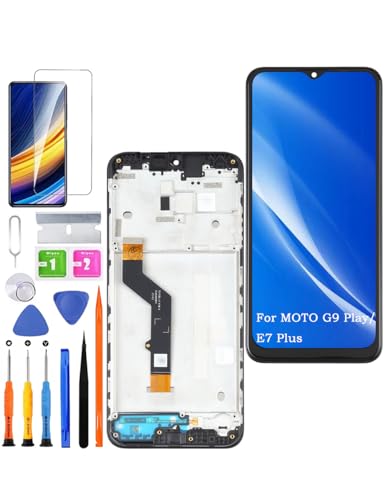 HLYGZX Ersatz Display für Motorola Moto G9 Play / E7 Plus LCD Bildschirm, XT2083 XT2081 Display Bildschirm Touch Digitizer Assembly Reparaturteile Kit(Schwarz mit Rahmen) von HLYGZX