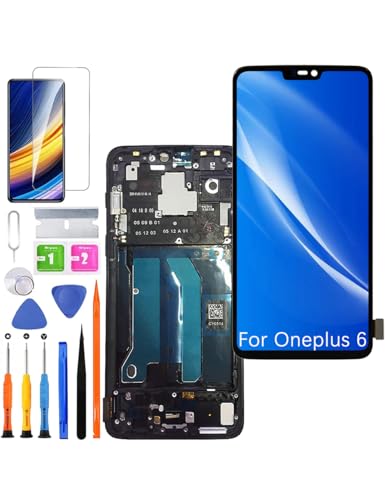 HLYGZX Ersatz Display für Oneplus 6 LCD Bildschirm TFT, A6000 A6003 Display Bildschirm Touch Digitizer Assembly Reparaturteile Kit(Schwarz mit Rahmen, Ohne Fingerabdruck) von HLYGZX