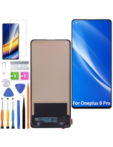 HLYGZX Ersatz Display für Oneplus 8 Pro LCD Bildschirm TFT, BE2029 BE2025 BE2026 Display Bildschirm Touch Digitizer Assembly Reparaturteile Kit(Ohne Fingerabdruck,Not Curved Screen) von HLYGZX