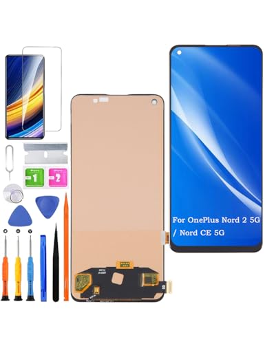 HLYGZX Ersatz Display für Oneplus Nord 2 5G LCD Bildschirm TFT, für Oneplus Nord CE 5G Display Bildschirm Touch Digitizer Assembly Reparaturteile Kit(Ohne Fingerabdruck) von HLYGZX