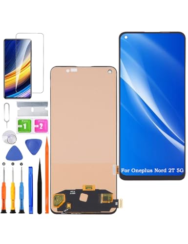 HLYGZX Ersatz Display für Oneplus Nord 2T 5G LCD Bildschirm TFT, CPH2399 CPH2401 Display Bildschirm Touch Digitizer Assembly Reparaturteile Kit(Ohne Fingerabdruck) von HLYGZX