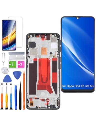 HLYGZX Ersatz Display für Oppo Find X2 Lite 5G LCD Bildschirm TFT, CPH2005 Display Bildschirm Touch Digitizer Assembly Reparaturteile Kit(Schwarz mit Rahmen, Ohne Fingerabdruck) von HLYGZX