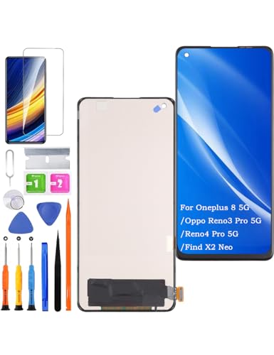 HLYGZX Ersatz Display für Oppo Reno4 Pro 5G / Find X2 Neo LCD Bildschirm TFT, für Oneplus 8 5G Display Touch Digitizer Assembly Reparaturteile Kit(Ohne Fingerabdruck, Not Curved Screen) von HLYGZX