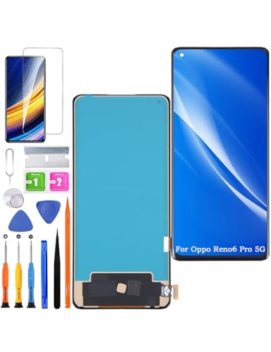 HLYGZX Ersatz Display für Oppo Reno6 Pro 5G LCD Bildschirm TFT, für Oppo Reno 6 Pro 5G Display Bildschirm Touch Digitizer Assembly Reparaturteile Kit(Ohne Fingerabdruck, Not Curved Screen) von HLYGZX