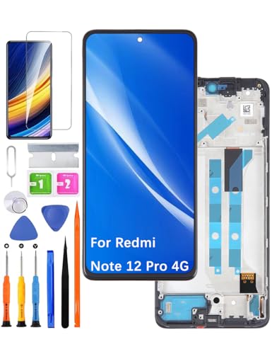 HLYGZX Ersatz Display für Xiaomi Redmi Note 12 Pro 4G LCD Bildschirm TFT, 2209116AG 2209116AG Display Bildschirm Touch Digitizer Assembly Reparaturteile Kit(Schwarz mit Rahmen) von HLYGZX