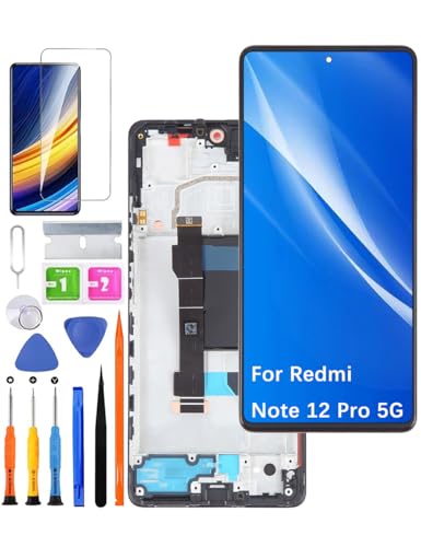 HLYGZX Ersatz Display für Redmi Note 12 Pro 5G LCD Bildschirm incell, 22101316C 22101316I Display Bildschirm Touch Digitizer Assembly Reparaturteile Kit(Schwarz mit Rahmen) von HLYGZX