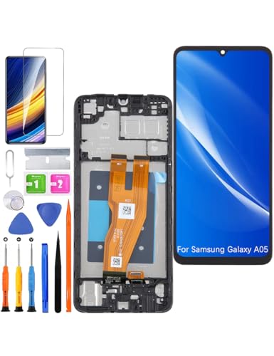 HLYGZX Ersatz Display für Samsung Galaxy A05 LCD Bildschirm, A055F A055M Display Bildschirm Touch Digitizer Assembly Reparaturteile Kit(Schwarz mit Rahmen) von HLYGZX