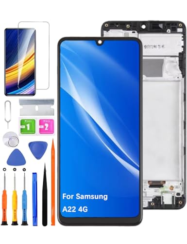 HLYGZX Ersatz Display für Samsung Galaxy A22 4G LCD-Bildschirm TFT, A225F A225F/DS A225M/DS Bildschirm LCD Display Touch Digitizer Assembly Reparaturteile Kit(Schwarz mit Rahmen) von HLYGZX