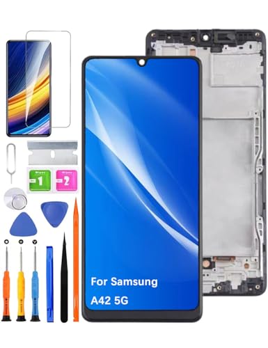 HLYGZX Ersatz Display für Samsung Galaxy A42 5G LCD-Bildschirm TFT, A426B A426U A426N Bildschirm LCD Display Touch Digitizer Assembly Reparaturteile Kit(Ohne Fingerabdruck, Schwarz mit Rahmen) von HLYGZX
