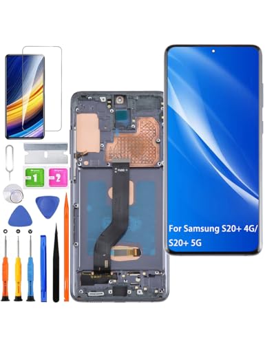 HLYGZX Ersatz Display für Samsung Galaxy S20+ 4G/S20+ 5G LCD Bildschirm TFT,G985 G985F G986F Display Bildschirm Touch Digitizer Assembly Reparaturteile Kit(Schwarz mit Rahmen,Ohne Fingerabdruck) von HLYGZX