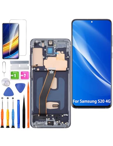 HLYGZX Ersatz Display für Samsung Galaxy S20 4G LCD Bildschirm TFT,G980F Display Bildschirm Touch Digitizer Assembly Reparaturteile Kit(Schwarz mit Rahmen,Ohne Fingerabdruck,Not für 5G Version) von HLYGZX