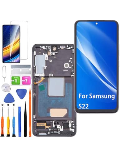 HLYGZX Ersatz Display für Samsung Galaxy S22 5G LCD Bildschirm TFT,S901B S901B/DS Display Bildschirm Touch Digitizer Assembly Reparaturteile Kit(Schwarz mit Rahmen,Ohne Fingerabdruck,EU Version) von HLYGZX