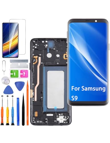 HLYGZX Ersatz Display für Samsung Galaxy S9 LCD Bildschirm TFT,G960F G960 Display Bildschirm Touch Digitizer Assembly Reparaturteile Kit(Schwarz mit Rahmen,Ohne Fingerabdruck,Not Curved Screen) von HLYGZX